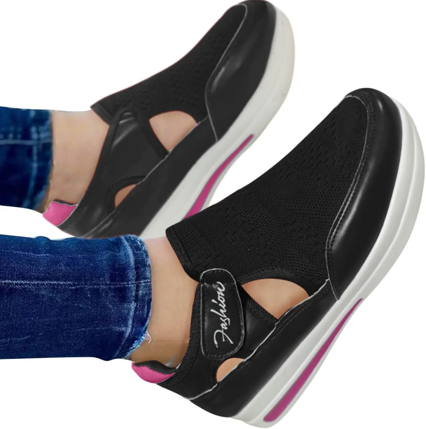 Women Sneakers Size 6 Wide Zapatos CóModos para Embarazadas Slip On Shoes for Elderly Women Womens High Top Sneakers White Tenis Negros para Caminar De Mujer Comodos