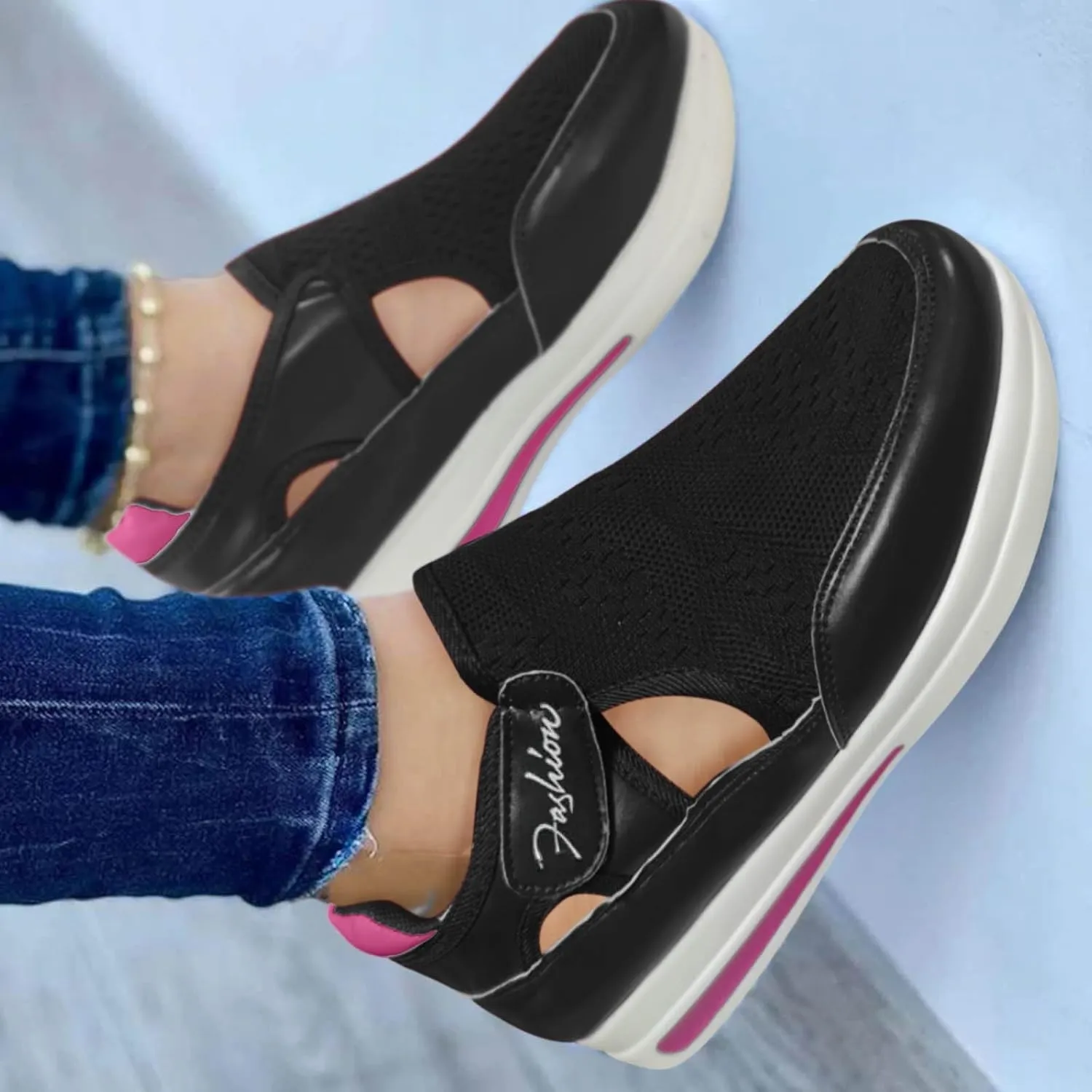 Women Sneakers Size 6 Wide Zapatos CóModos para Embarazadas Slip On Shoes for Elderly Women Womens High Top Sneakers White Tenis Negros para Caminar De Mujer Comodos