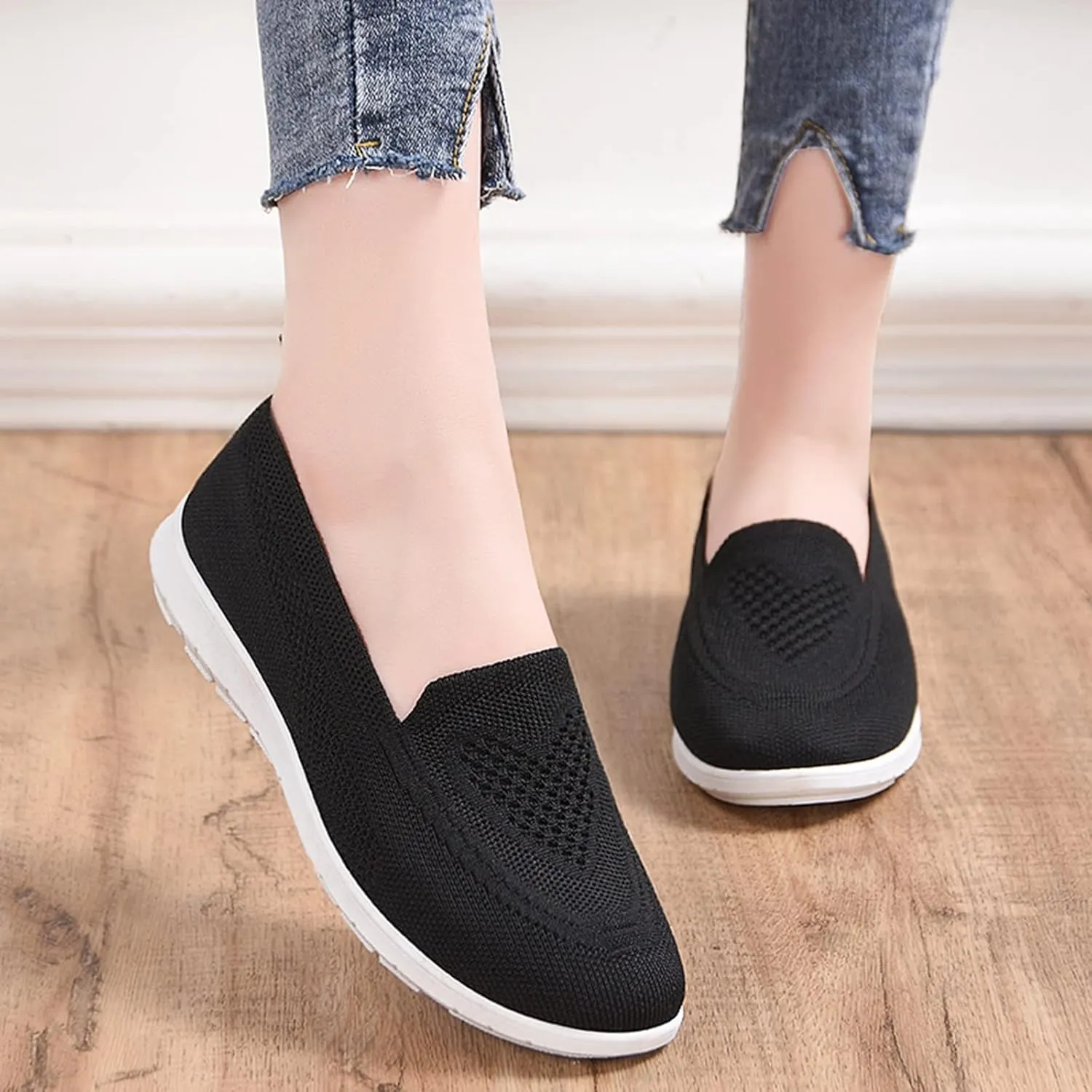 Womens Casual Slip On Loafers Comfortable Walking Shoes Lightweight Canvas Sneakers Flat Non Slip Flats