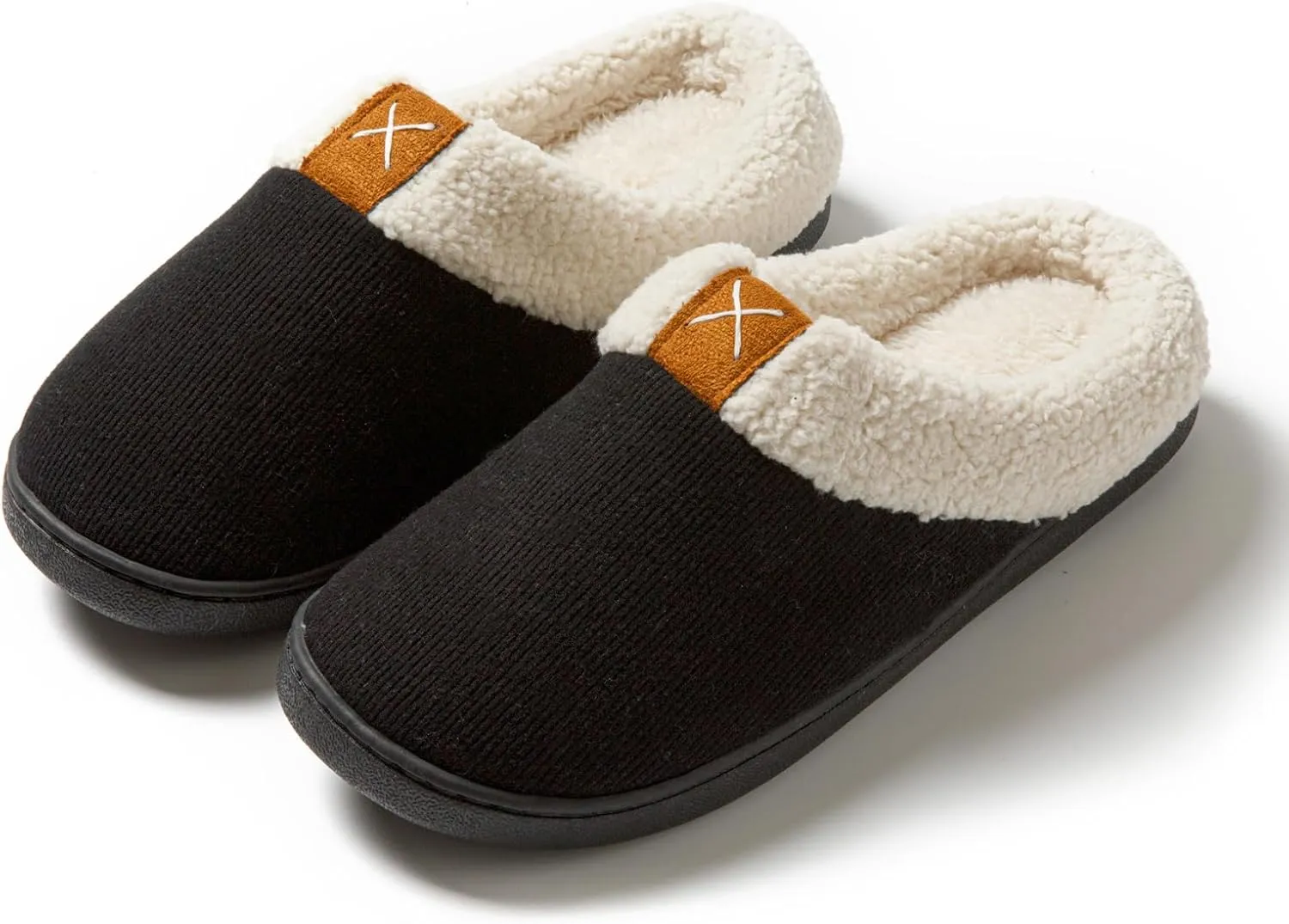 Womens Cozy Fuzzy Memory Foam Slippers House Comfy Slip Shoes Indoor Outdoor Anti Skid Rubber Sole