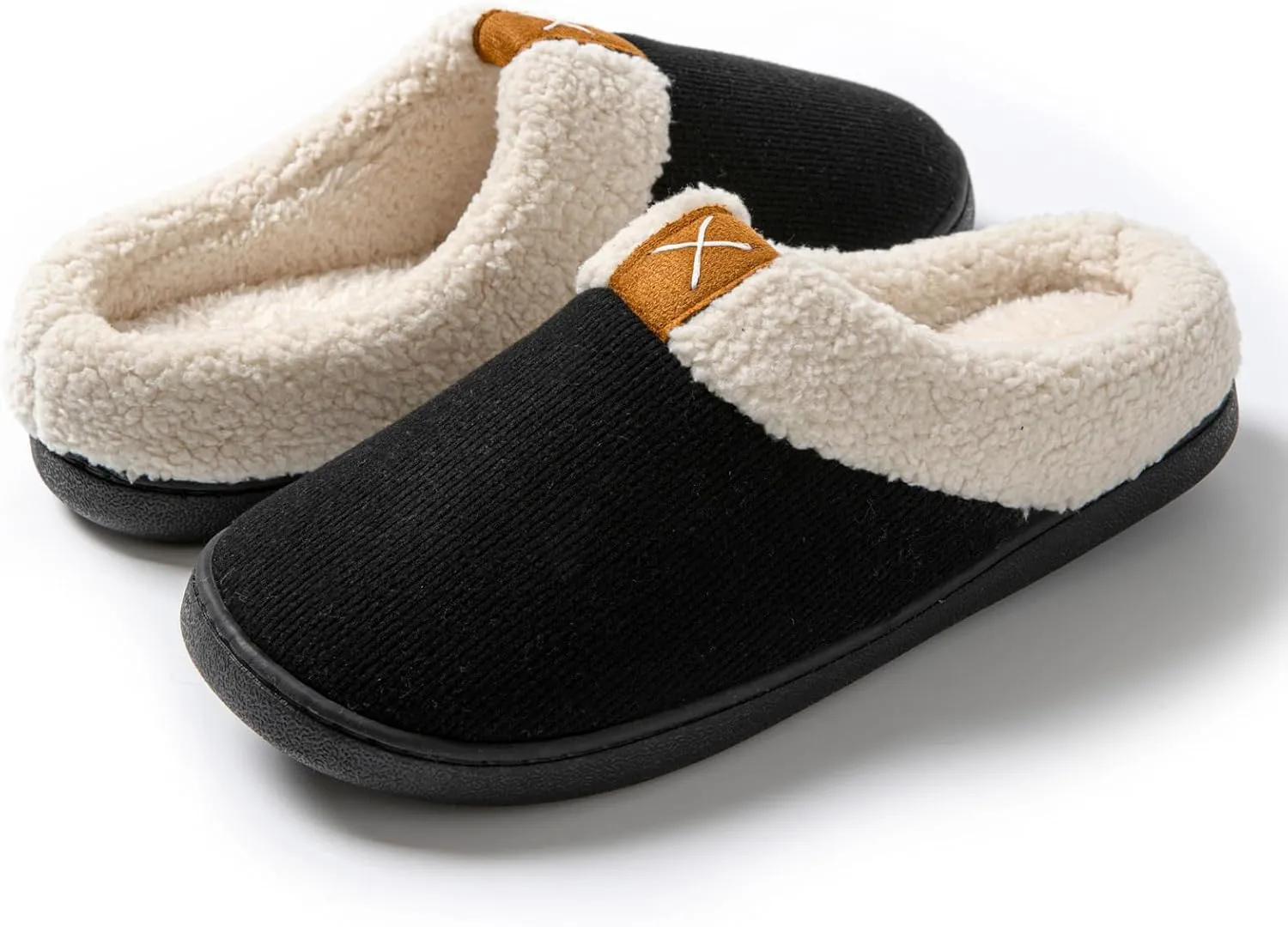 Womens Cozy Fuzzy Memory Foam Slippers House Comfy Slip Shoes Indoor Outdoor Anti Skid Rubber Sole