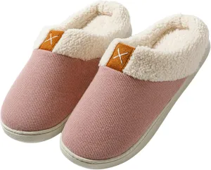 Womens Cozy Fuzzy Memory Foam Slippers House Comfy Slip Shoes Indoor Outdoor Anti Skid Rubber Sole