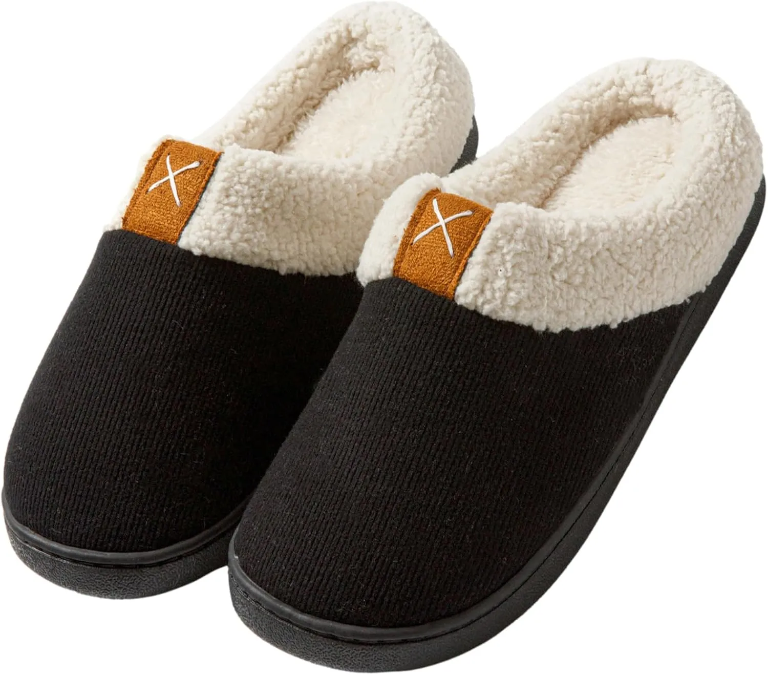 Womens Cozy Fuzzy Memory Foam Slippers House Comfy Slip Shoes Indoor Outdoor Anti Skid Rubber Sole