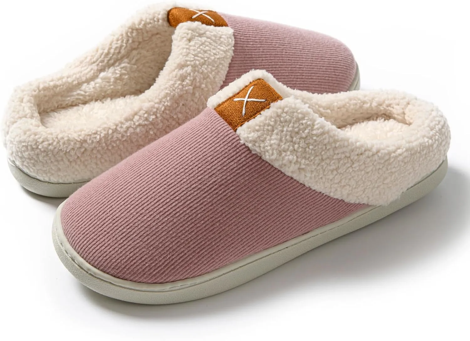 Womens Cozy Fuzzy Memory Foam Slippers House Comfy Slip Shoes Indoor Outdoor Anti Skid Rubber Sole
