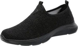Womens Flat Slip On Sneakers Casual Walking Shoes Lightweight Canvas Comfortable Elastic Non Slip Loafers