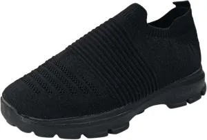 Womens Flat Slip On Sneakers Casual Walking Shoes Lightweight Canvas Comfortable Elastic Non Slip Loafers