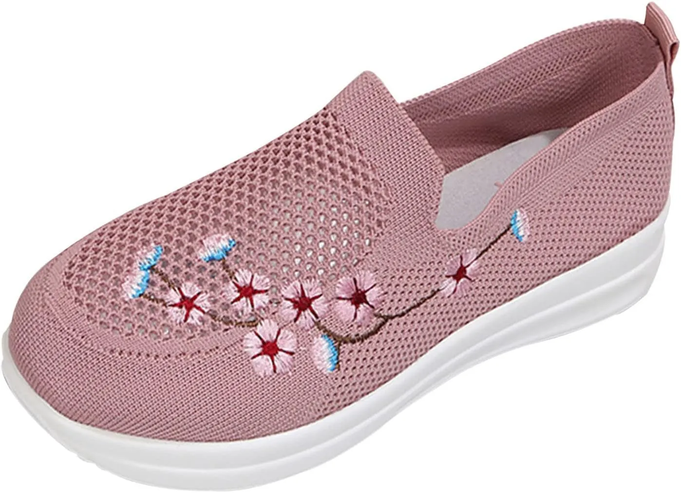Womens Flat Slip On Sneakers Casual Walking Shoes Lightweight Canvas Comfortable Elastic Non Slip Loafers