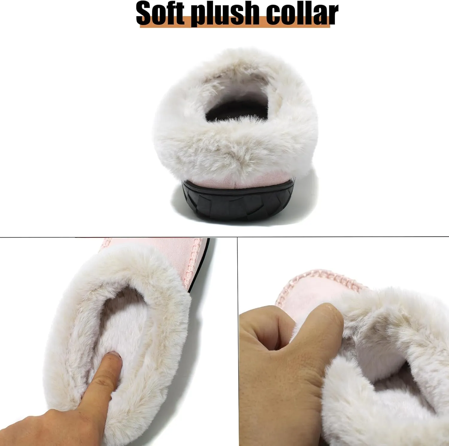 Women's Fuzzy Memory Foam Slippers Winter House Fluffy Slip-on Shoes Indoor and Outdoor
