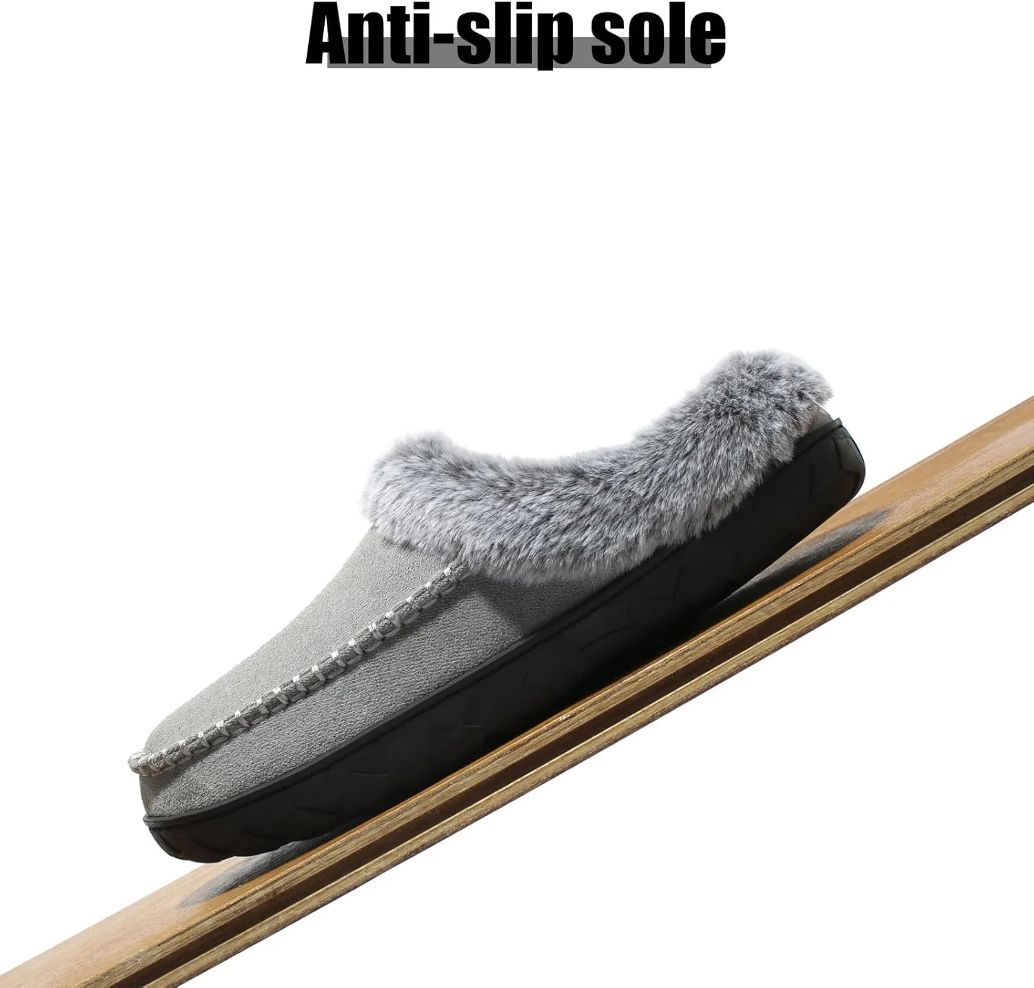 Women's Fuzzy Memory Foam Slippers Winter House Fluffy Slip-on Shoes Indoor and Outdoor