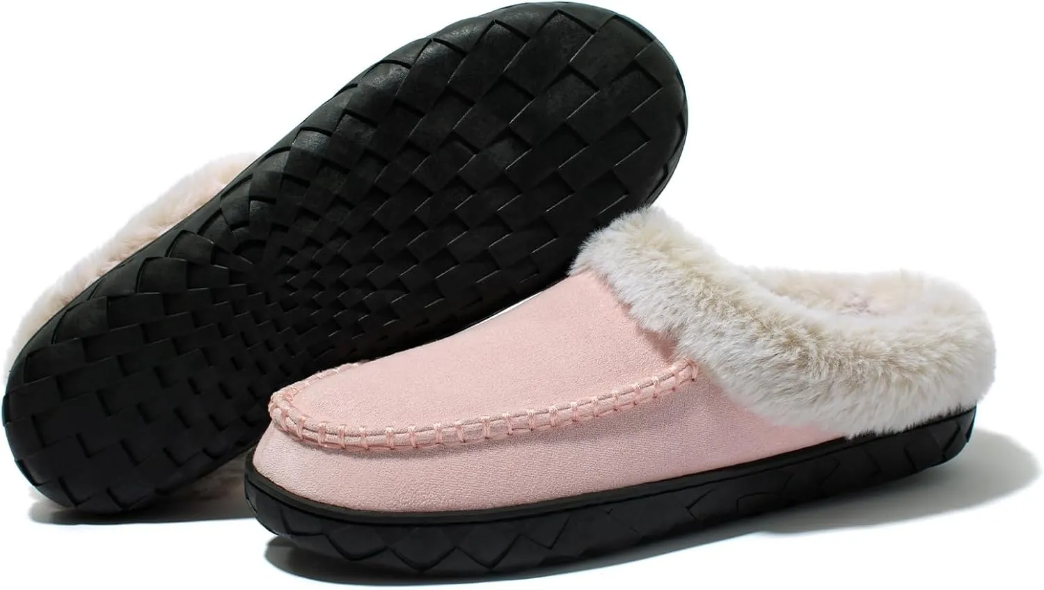Women's Fuzzy Memory Foam Slippers Winter House Fluffy Slip-on Shoes Indoor and Outdoor