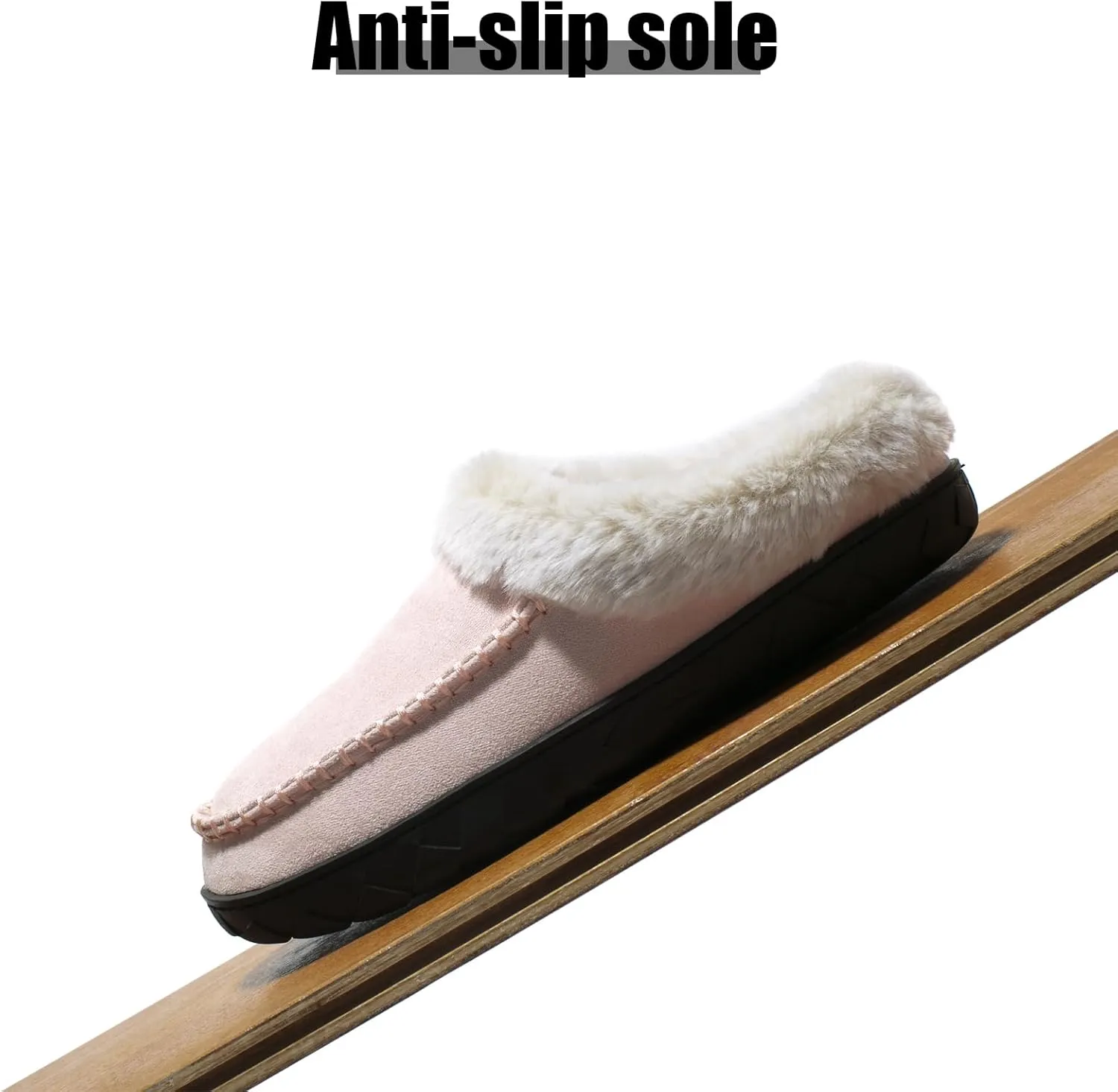 Women's Fuzzy Memory Foam Slippers Winter House Fluffy Slip-on Shoes Indoor and Outdoor