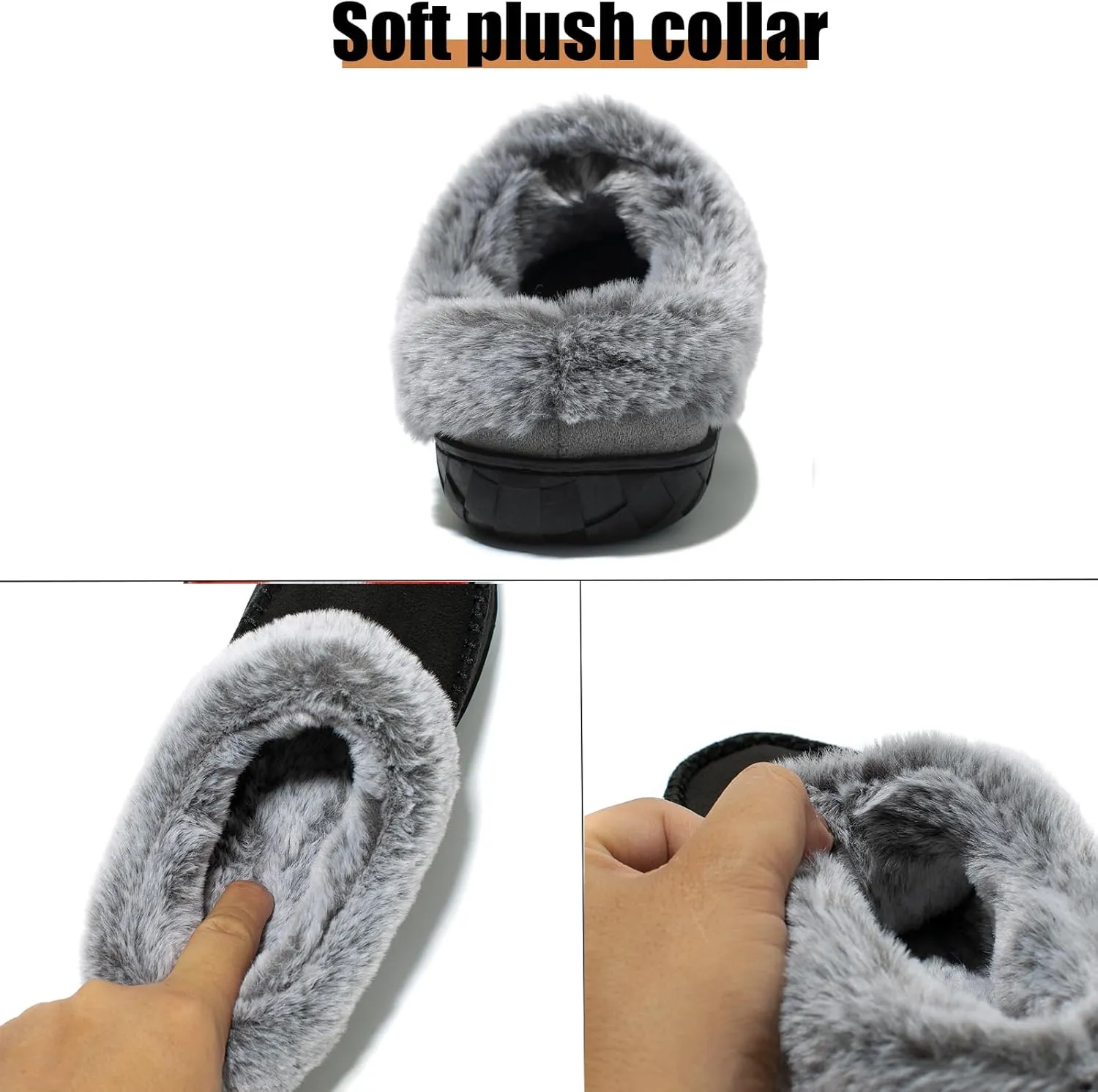 Women's Fuzzy Memory Foam Slippers Winter House Fluffy Slip-on Shoes Indoor and Outdoor