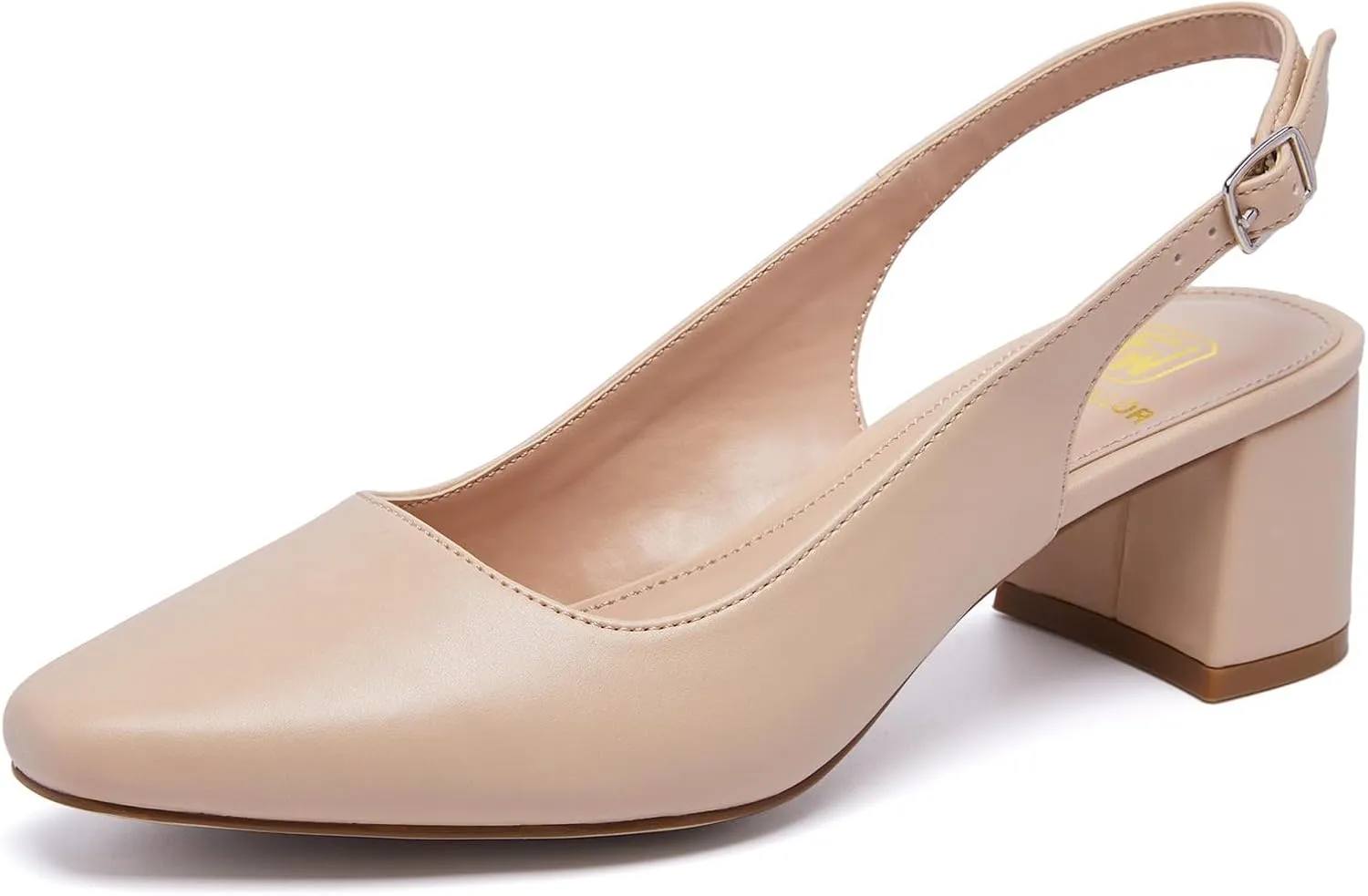 Women's Low Chunky Slingback Heels Square Toe Block Dress Shoes Closed Toe Comfortable Wedding Office Work Pumps