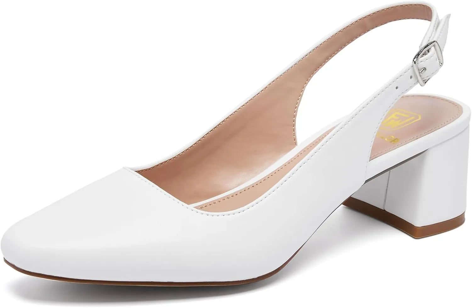 Women's Low Chunky Slingback Heels Square Toe Block Dress Shoes Closed Toe Comfortable Wedding Office Work Pumps