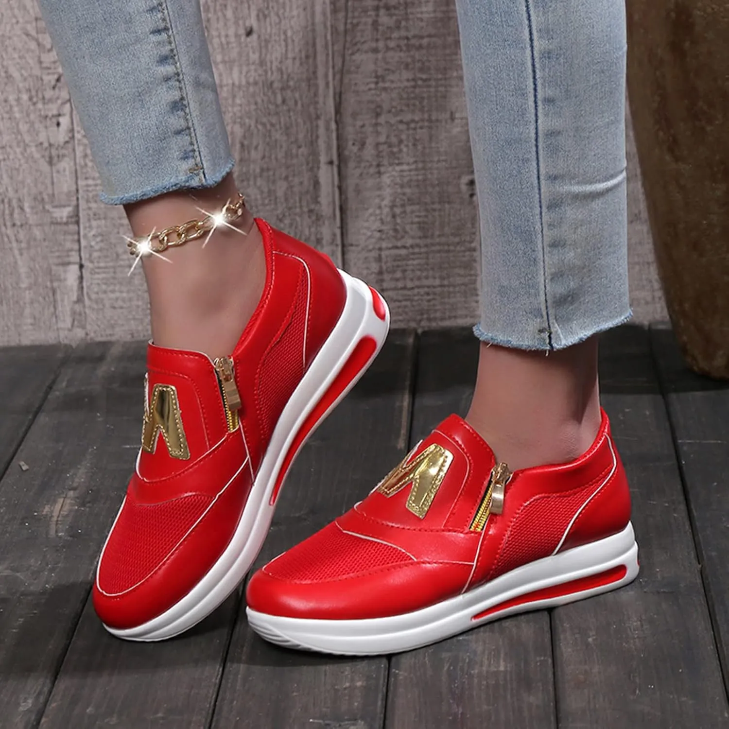 Womens Non Slip Slip On Shoes Casual Walking Sneakers Lightweight Canvas Comfortable Flat Fashion Loafers