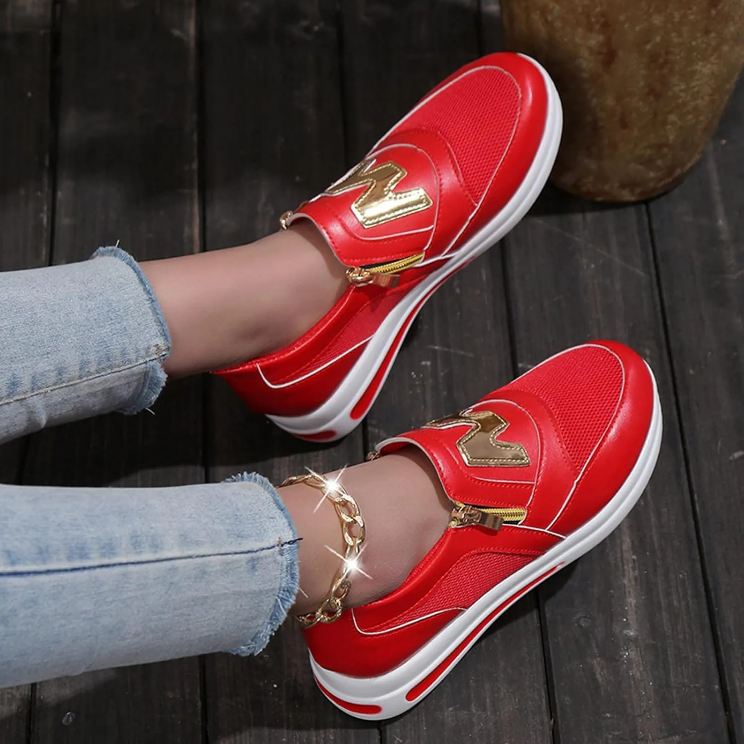 Womens Non Slip Slip On Shoes Casual Walking Sneakers Lightweight Canvas Comfortable Flat Fashion Loafers