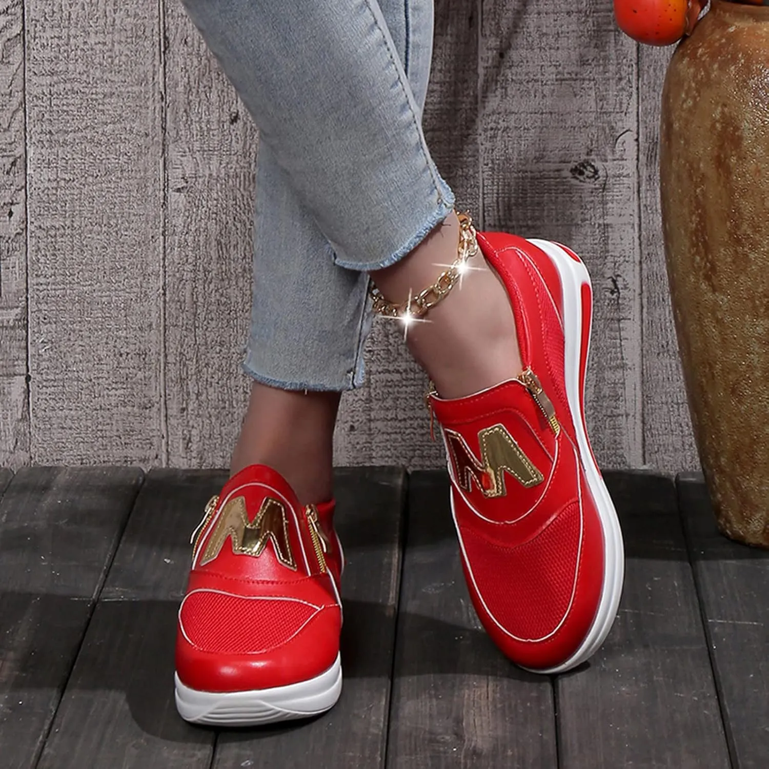 Womens Non Slip Slip On Shoes Casual Walking Sneakers Lightweight Canvas Comfortable Flat Fashion Loafers