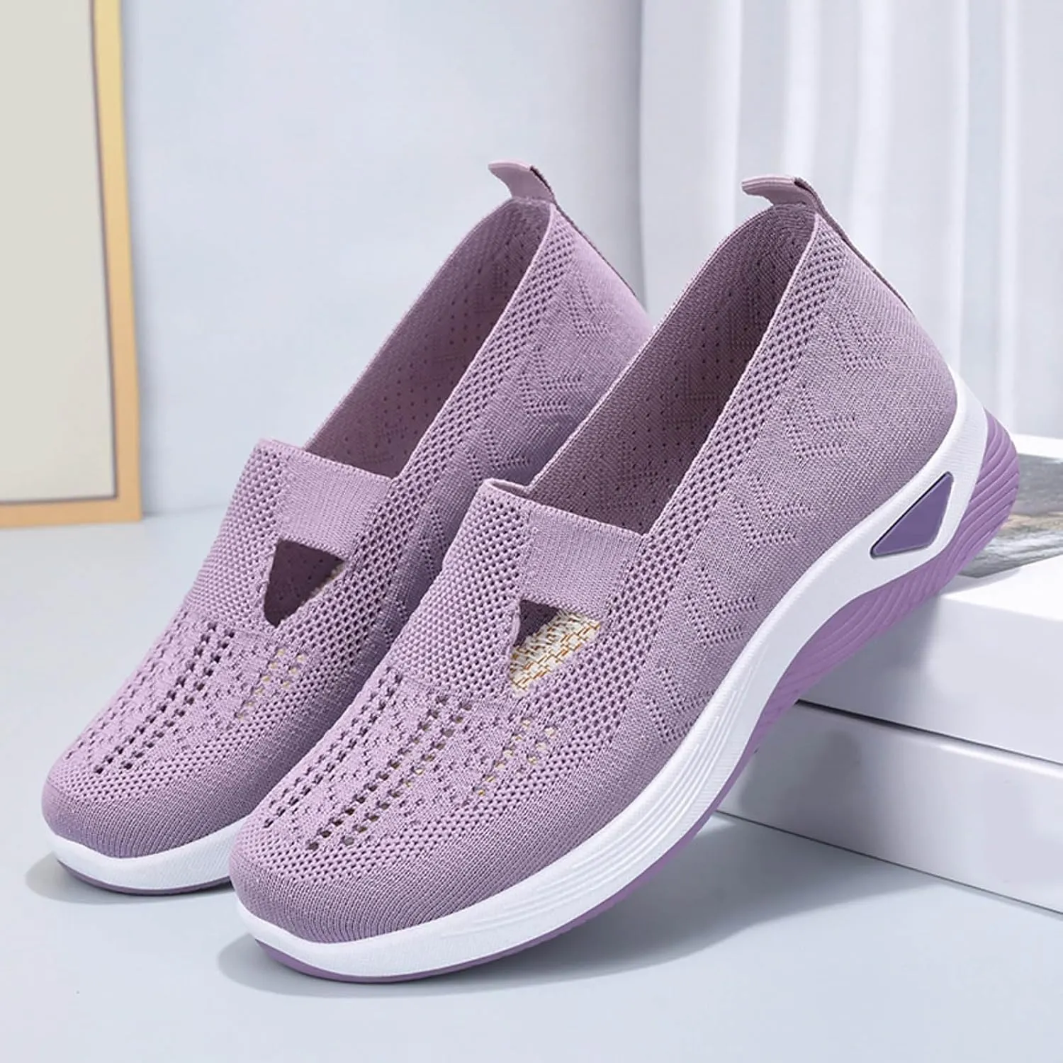 Womens Orthopedic Casual Shoes Slip On Walking Sneakers with Arch Support Comfortable Loafers for Plantar Fasciitis Relief Foot Heel Pain Diabetic Feet
