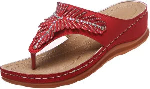 Womens Orthopedic Sandals Casual Clip Toe Flip Flops with Arch Support Breathable Dressy Wedge Sandals Shoes