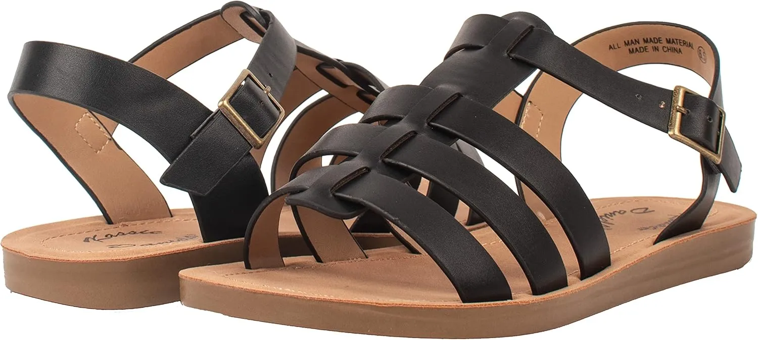 Womens Sandals Fisherman Gladiator Ankle Buckle Flats JAZMINE
