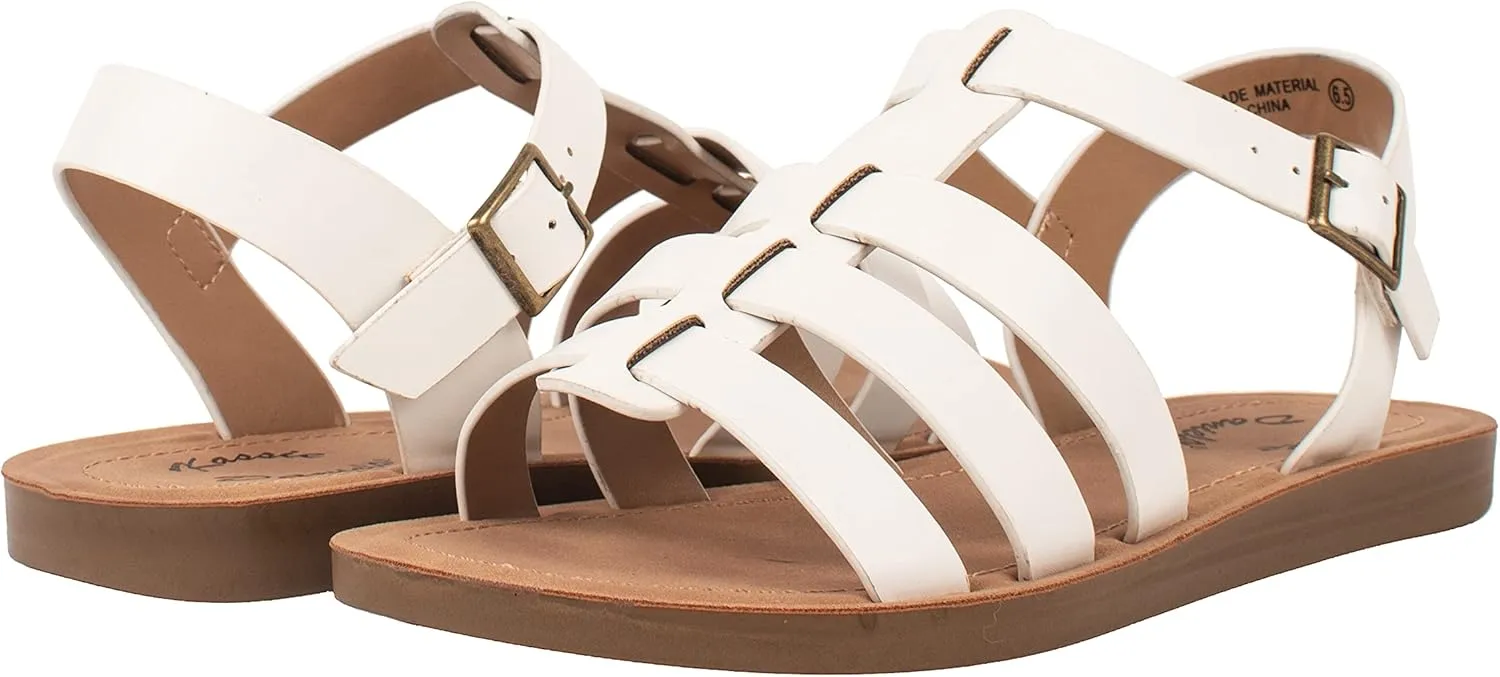 Womens Sandals Fisherman Gladiator Ankle Buckle Flats JAZMINE