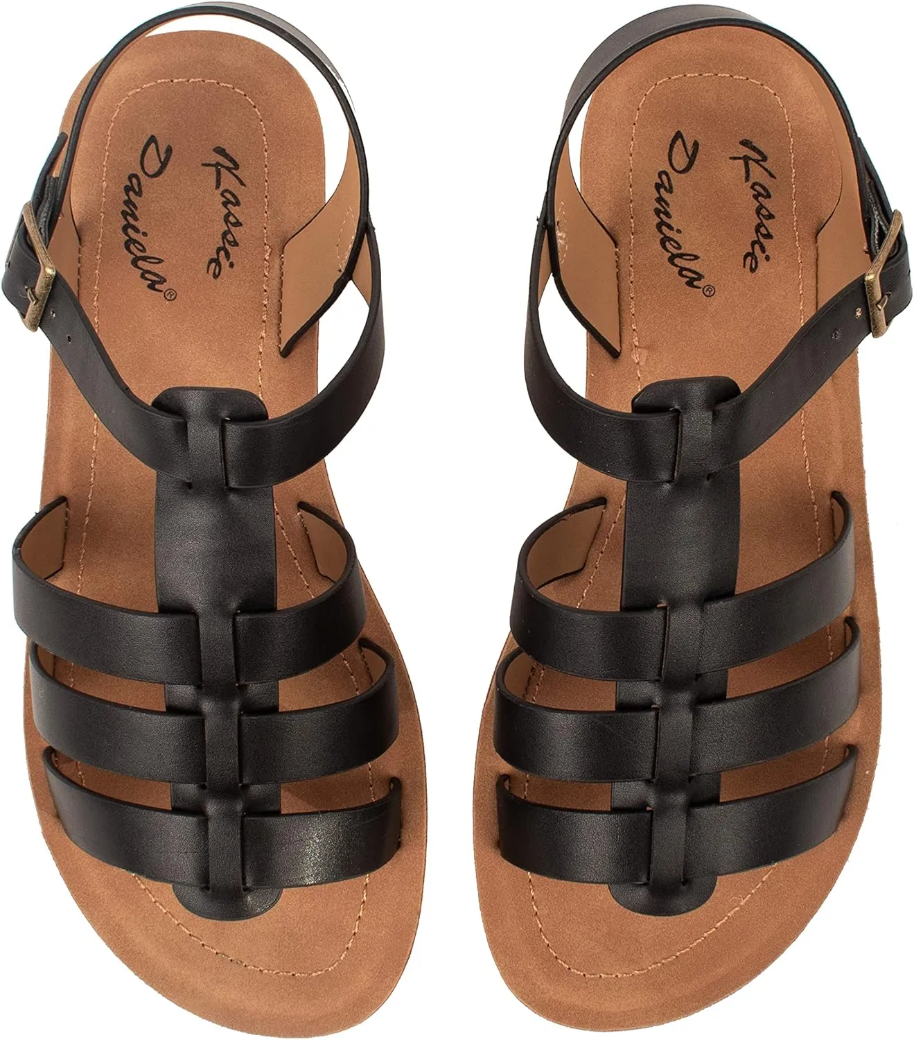 Womens Sandals Fisherman Gladiator Ankle Buckle Flats JAZMINE