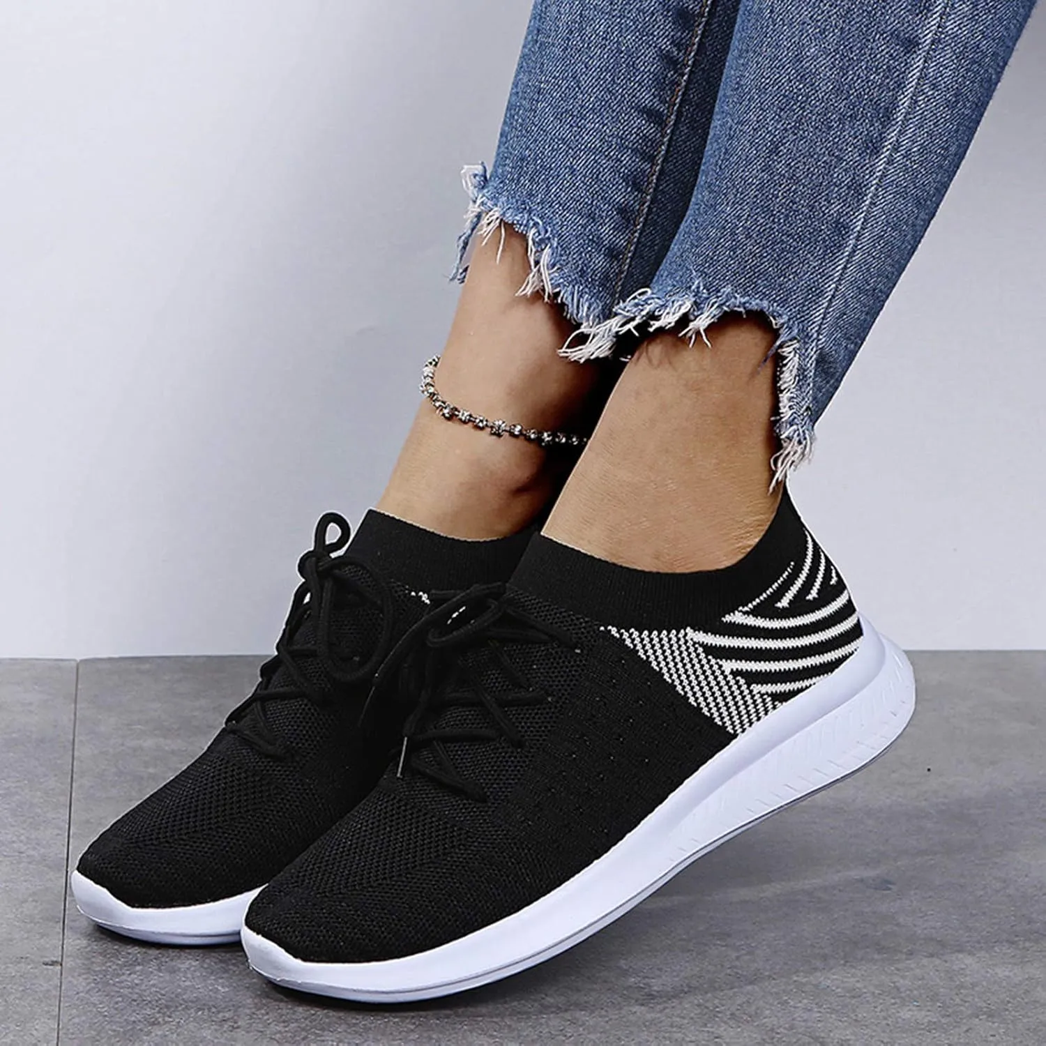 Womens Walking Shoes with Support Black On Black Zapatos De Mujer para Ir Al Gym Womens Casual Shoes Wide Foot Women's Sneakers Zapatos OrtopéDicos para Mujer
